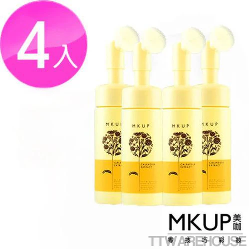 (4 PCS) MKUP Calendula Extract Deep Pore Cleansing Mousse with Brush 150ml