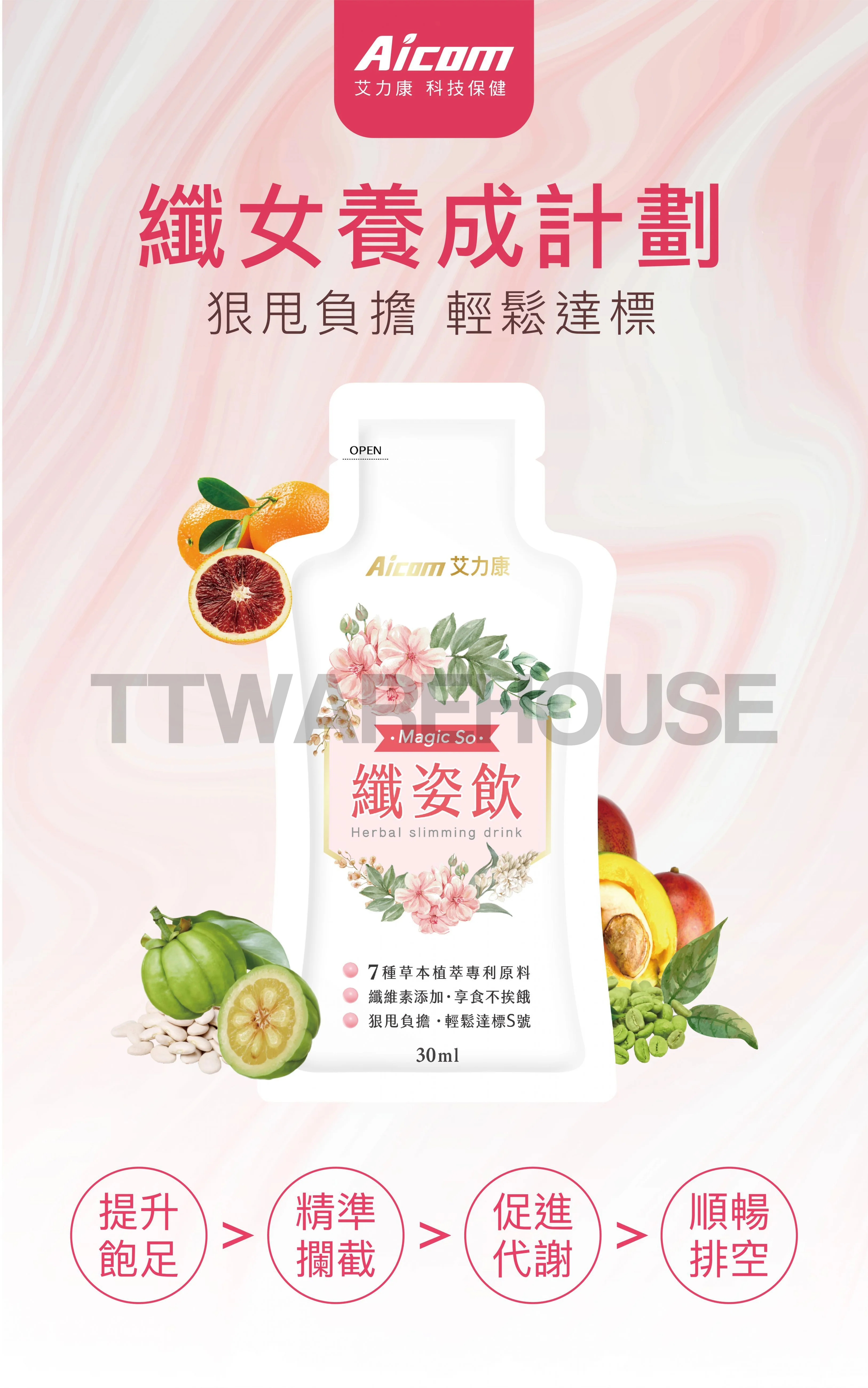 AICOM MAGIC SO Herbal Slimming Drink (30ml x 10 PCS) 艾力康 科技保健 纖姿飲 - Image 4