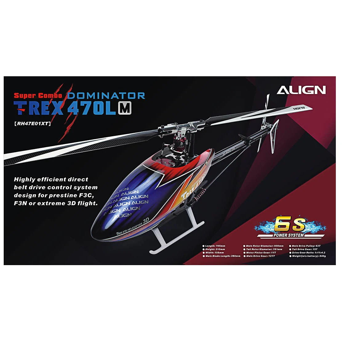 ALIGN RH47E01XW (or RH47E07XW) T-REX 470LM Super Combo Helicopter