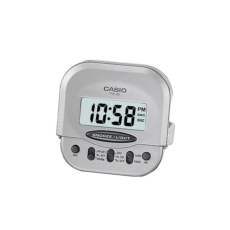 CASIO卡西歐輕巧型超小旅行用可摺疊鬧鐘 灰PQ-30-8