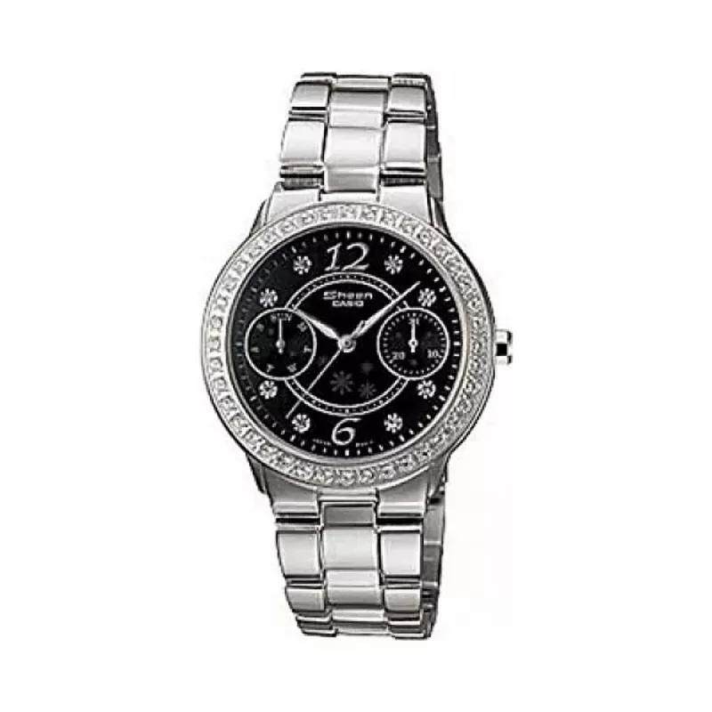 CASIO SHEEN系列 雪華佳人魅力時尚腕錶-黑