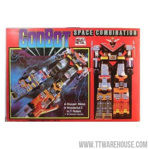 GODBOT SPACE COMBINATION Taiwan Version 1980 Chogokin Die-Cast Metal Robot COMPLETE SET