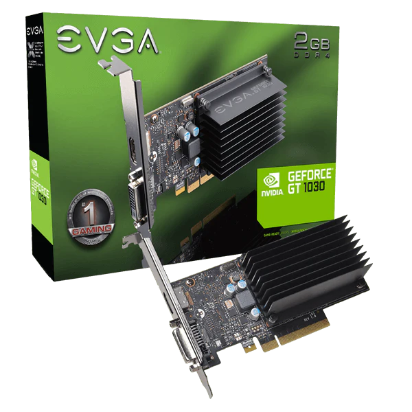 EVGA GeForce GT 1030 DDR4, 02G-P4-6232-KR, 2GB SDDR4, Passive, Low Profile Graphics Card