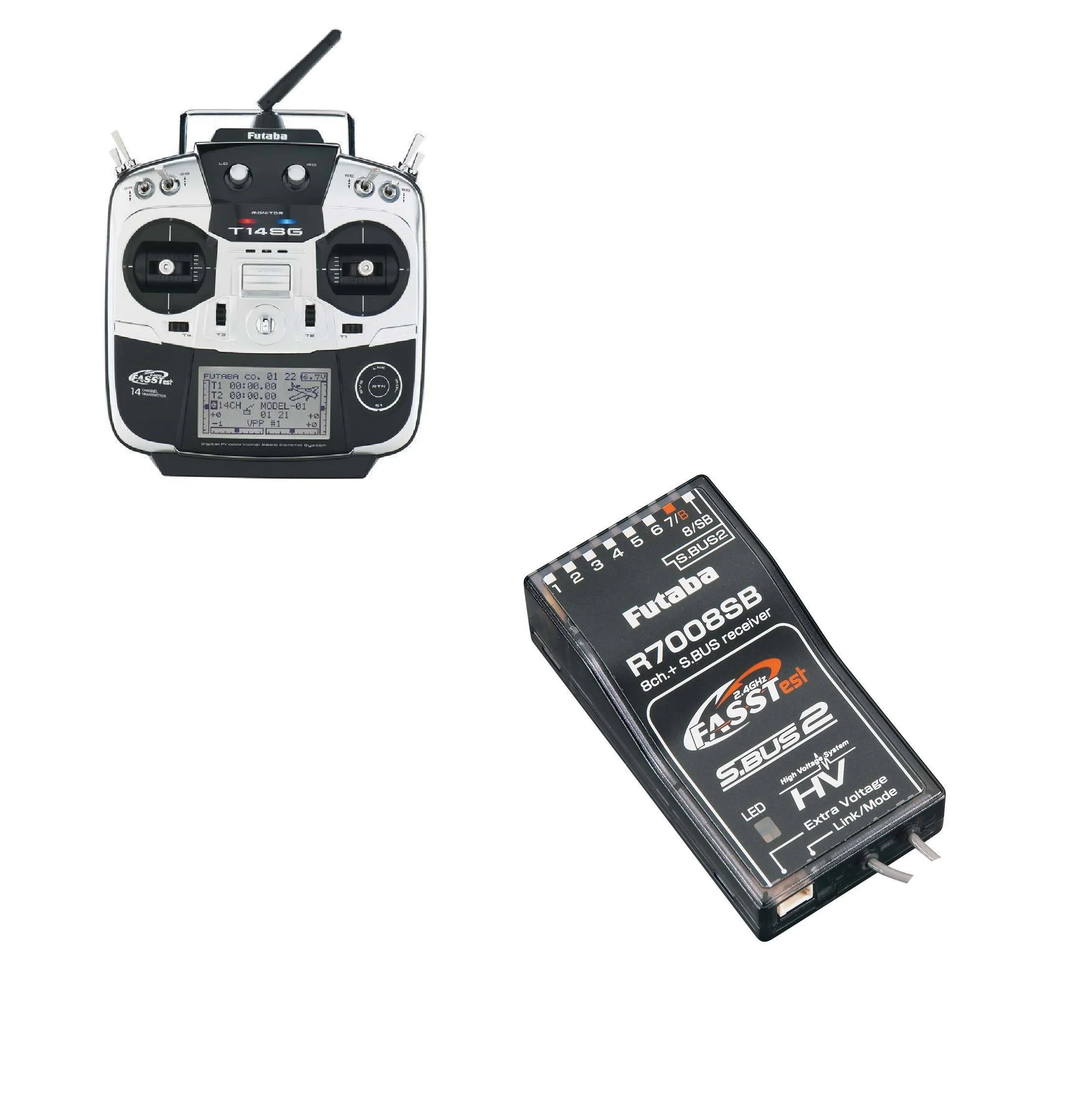 FUTABA 14SG (MODE 2) RADIO FASST RC TRANSMITTER + R7008SB Receiver x 1 - Image 3