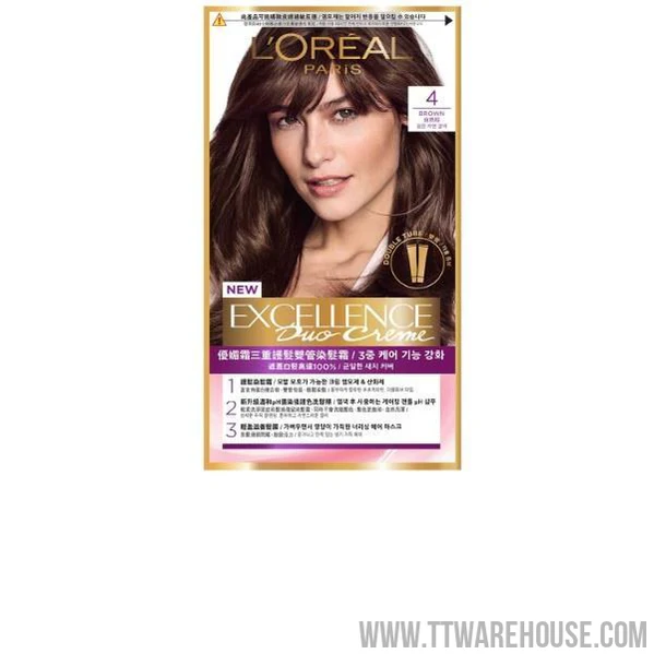 L'OREAL PARISHair Coloring 巴黎萊雅 優媚霜三重護髮雙管染髮霜 4 自然棕