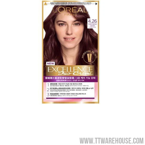 L'OREAL PARIS Hair Coloring 巴黎萊雅優媚霜三重護髮雙管染髮霜 4.26 紫紅棕色