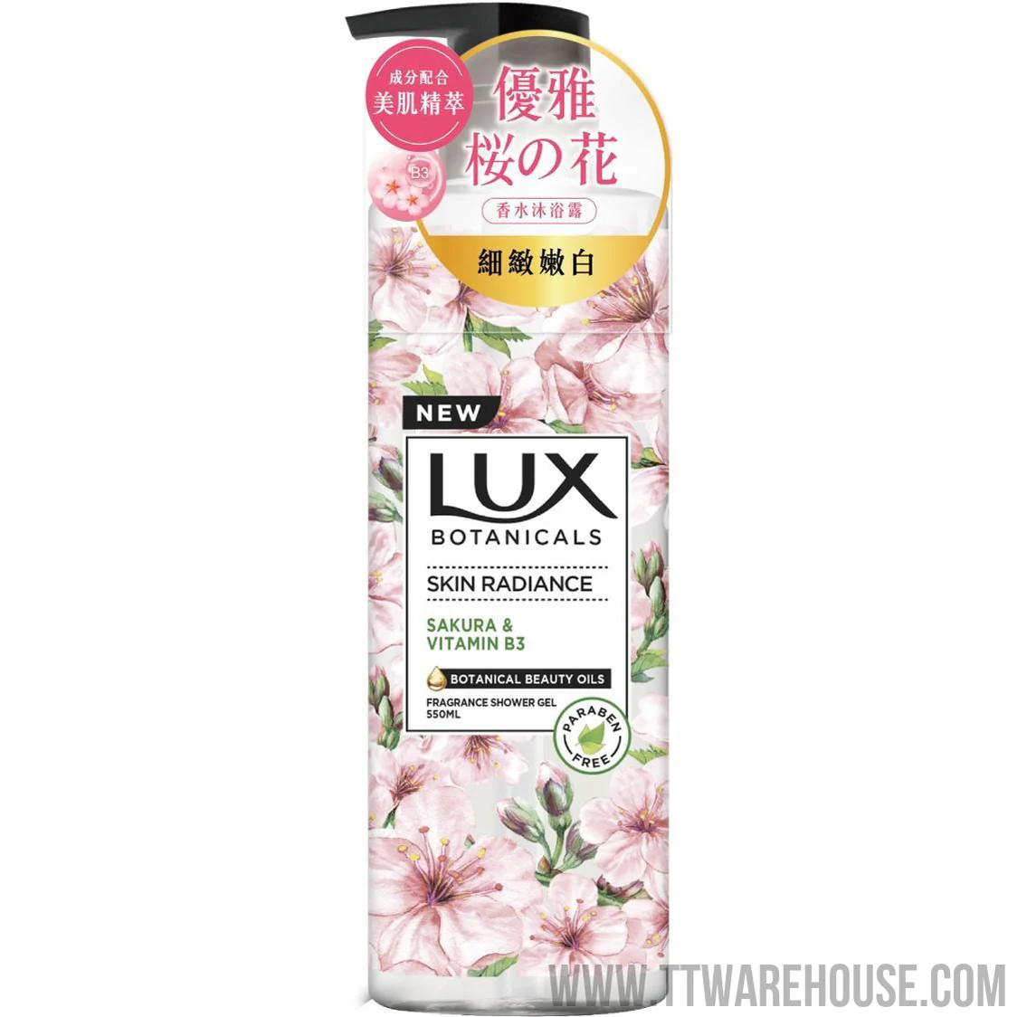 LUX麗仕 細緻嫩白香氛沐浴露-櫻花 550g