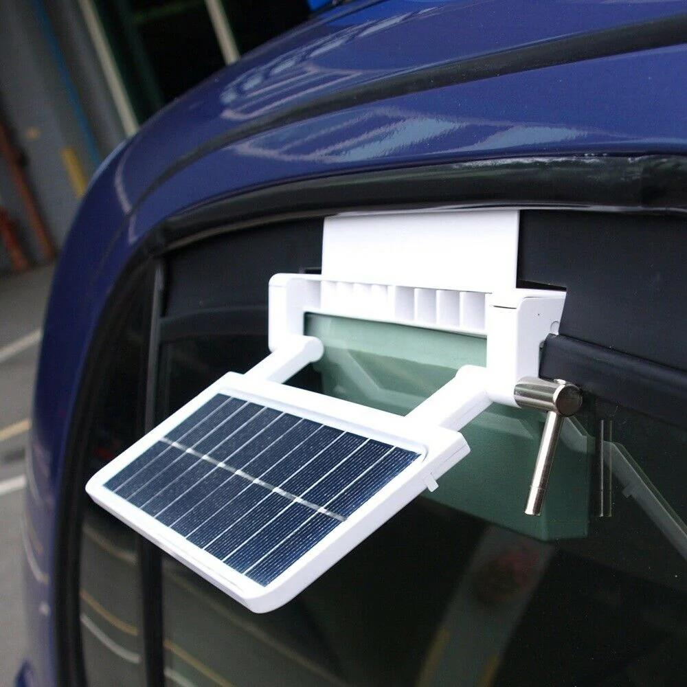 Kulcar Solar Ventilator Car Window Pet Wood House Air Fan Cooling (White) - Image 2