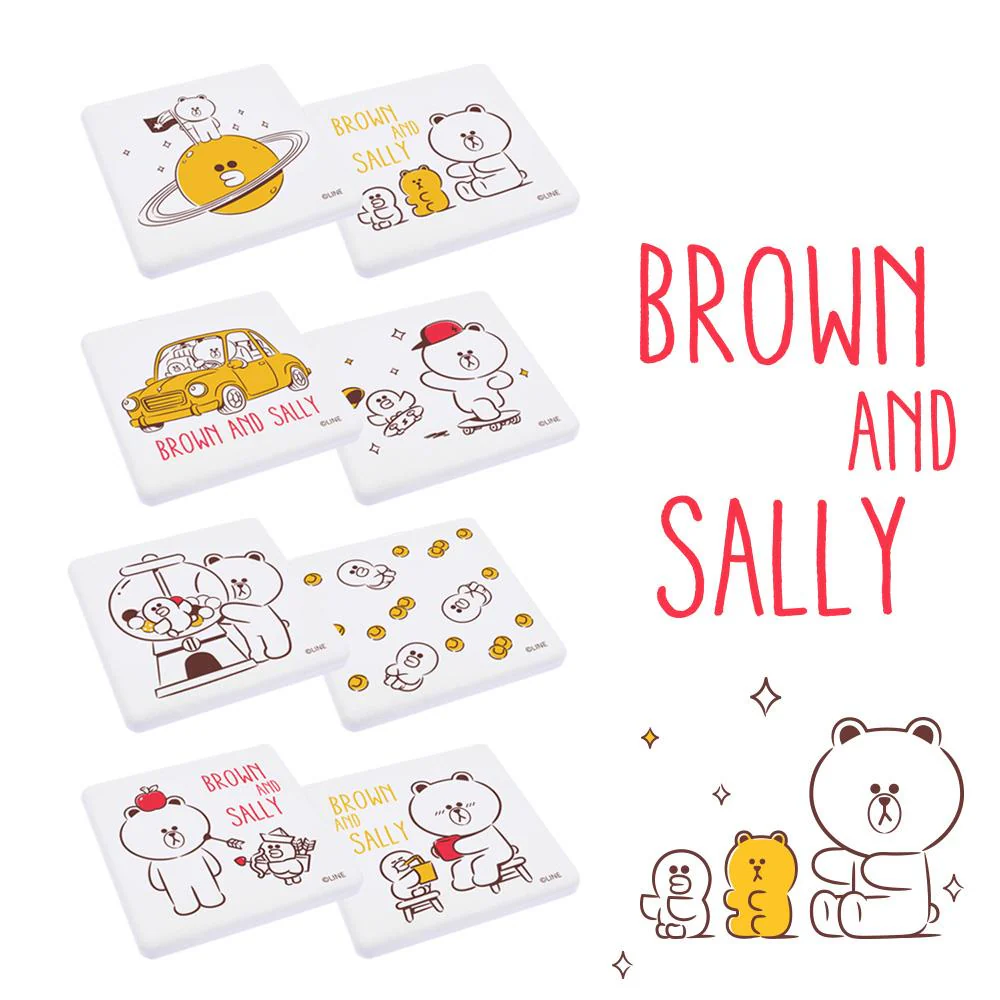(LINE FRIENDS) 果凍熊大＆莎莉 珪藻土杯墊（4款／同款2入1組）