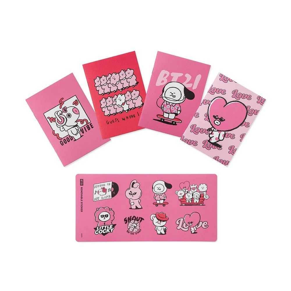 (LINE FRIENDS) BT21 迷你筆記本&貼紙套組1（MUSIC系列）