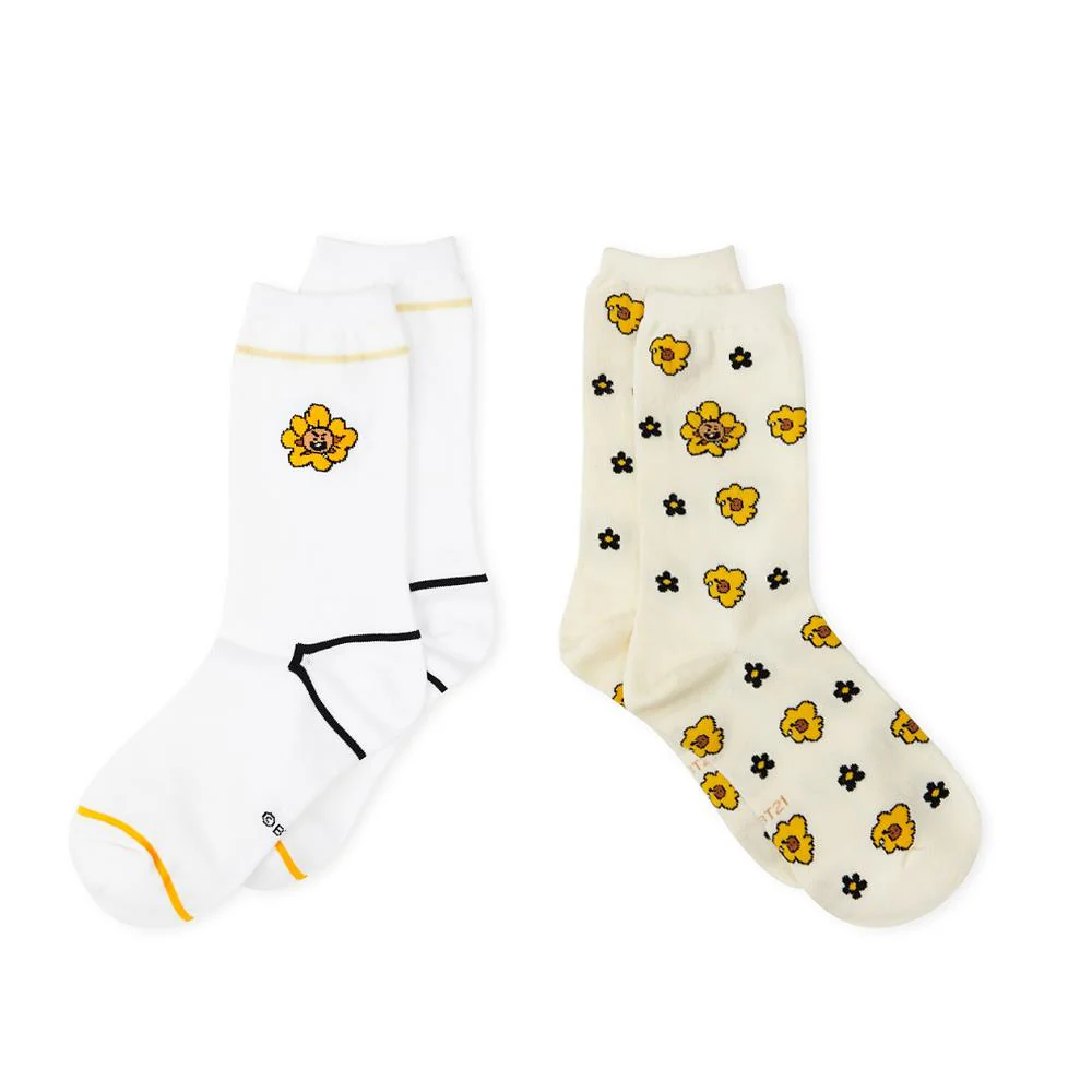 (LINE FRIENDS) BT21 SHOOKY 造型襪（2入組／FLOWER系列）