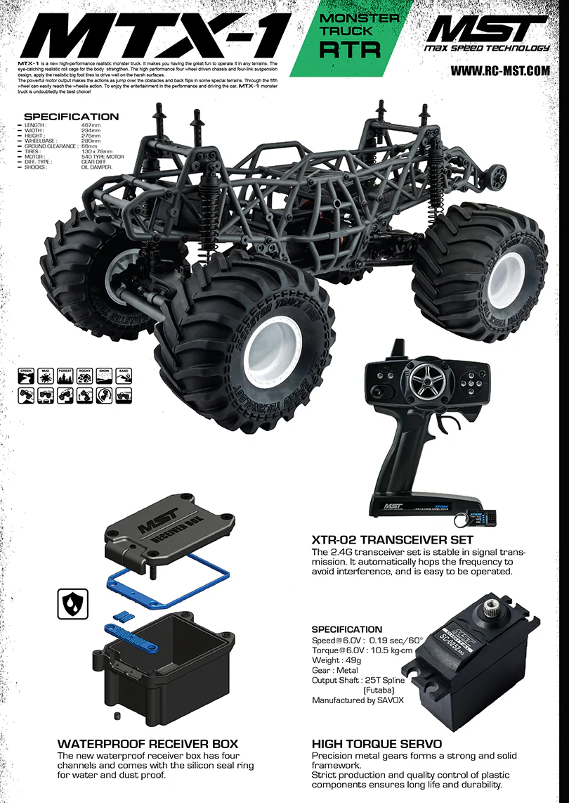 MST 531602W MTX-1 4WD 1/10 Monster Truck RTR - 2.4G - Image 7
